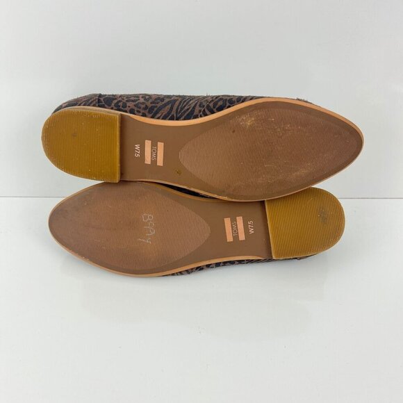 TOMS Womens Julie Leopard Suede Flats Slip On W 7.5 Shoes Black Brown - Picture 4 of 8